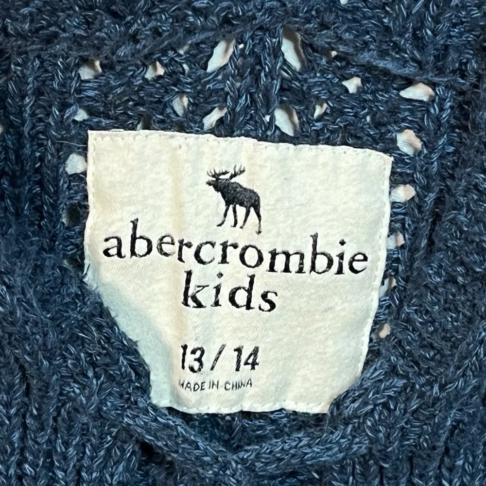 Abercrombie & Fitch Kids Blue Hooded Sweater 13/14 Youth Pullover Weave‎ Lace Up